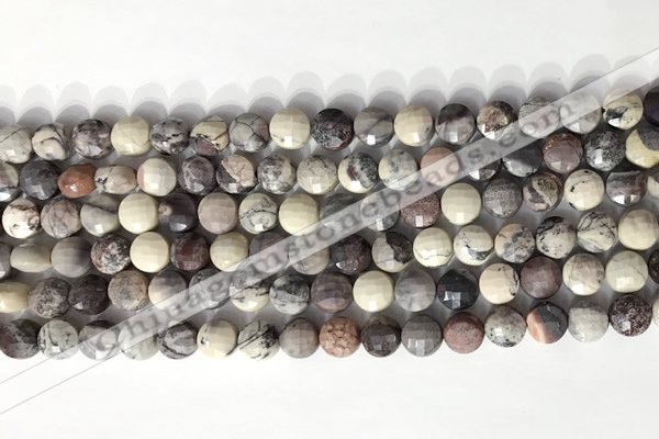 CCB761 15.5 inches 8mm faceted coin purple striped jasper beads