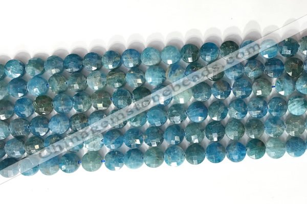 CCB763 15.5 inches 8mm faceted coin apatite beads