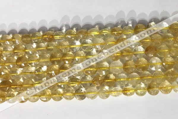 CCB766 15.5 inches 8mm faceted coin citrine beads