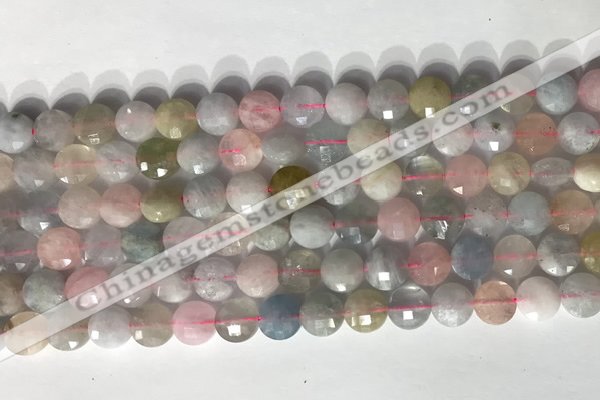 CCB768 15.5 inches 8mm faceted coin morganite gemstone beads