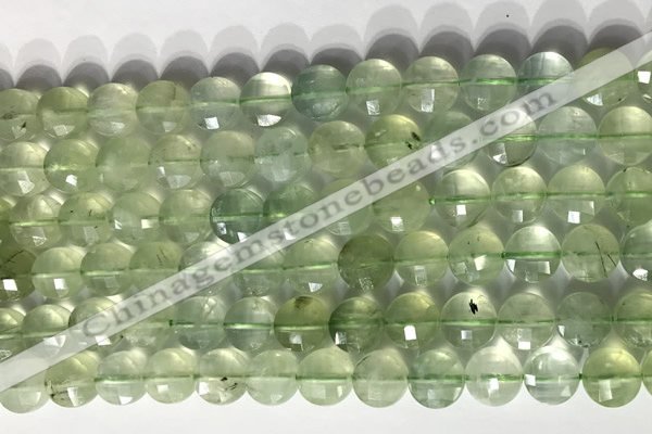 CCB771 15.5 inches 8mm faceted coin prehnite gemstone beads