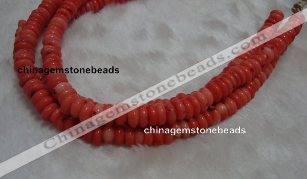 CCB80 15.5 inches 5*9mm roundel pale red coral beads Wholesale