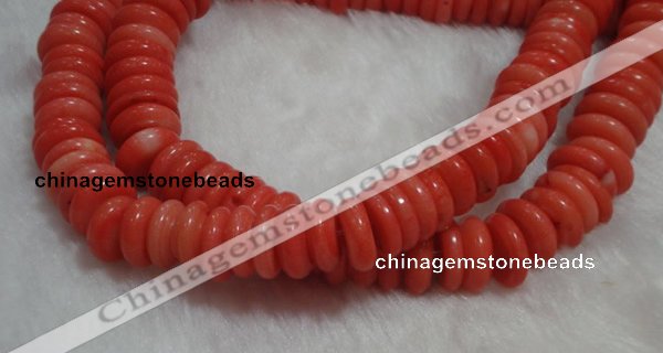 CCB81 15.5 inches 5*13mm roundel pale red coral beads Wholesale