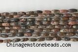 CCB810 15.5 inches 5*12mm rice leopard skin jasper beads wholesale