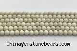 CCB825 15.5 inches 8mm round matte ivory jasper gemstone beads wholesale