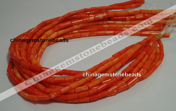 CCB83 15.5 inches 5*10mm column orange coral beads Wholesale