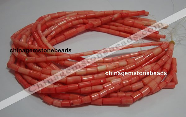 CCB84 15.5 inches 5*10mm column pink coral beads Wholesale