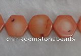 CCB85 15.5 inches 13mm hexagon pink coral beads Wholesale