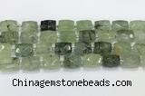 CCB886 11*15mm-12*16mm faceted cuboid green rutilated quartz beads wholesale