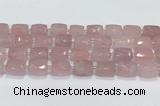 CCB888 11*15mm-12*16mm faceted cuboid rose quartz beads wholesale