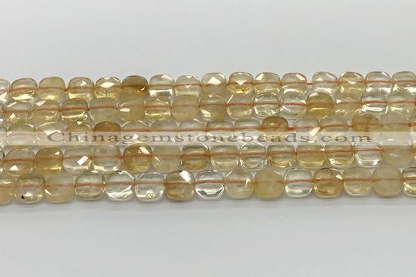 CCB907 15.5 inches 8*8mm faceted square citrine beads