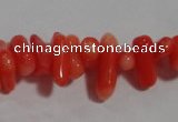 CCB91 15.5 inch 4*11mm irregular branch pale red coral chip beads