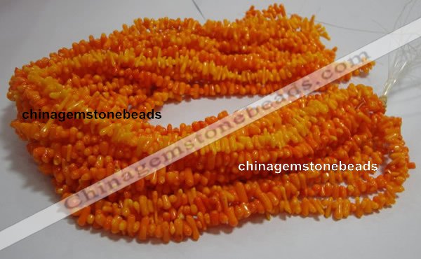 CCB92 15.5 inch 4*11mm irregular branch yellow coral chip beads