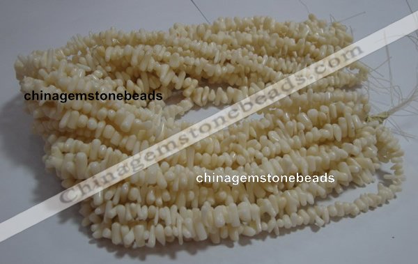 CCB93 15.5 inch 4*11mm irregular branch white coral chip beads