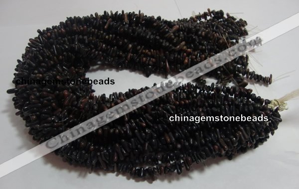 CCB94 15.5 inch 4*11mm irregular branch dark grey coral chip beads