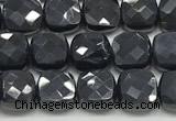 CCB978 15.5 inches 6*6mm faceted square black onyx beads