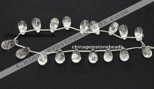 CCC214 15.5 inches 12*22mm teardrop grade AB natural white crystal beads