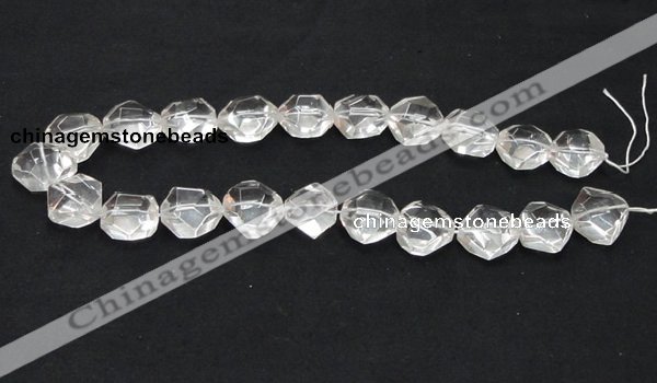 CCC218 20*22mm faceted nugget grade AB natural white crystal beads