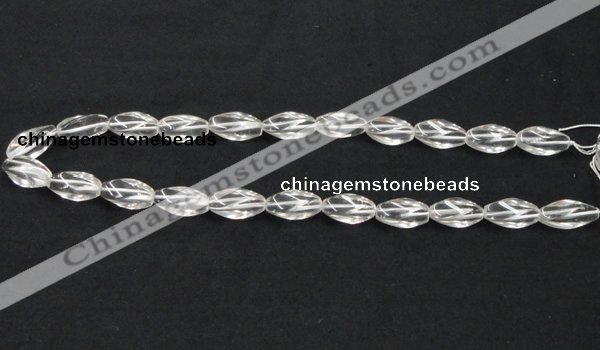 CCC220 8*18mm twisted rice grade AB natural white crystal beads