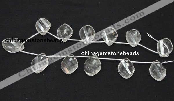 CCC223 20*30mm twisted briolette grade AB natural white crystal beads