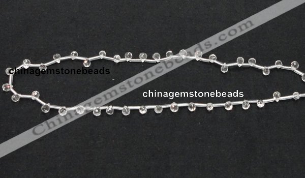 CCC233 4*6mm faceted teardrop grade AB natural white crystal beads