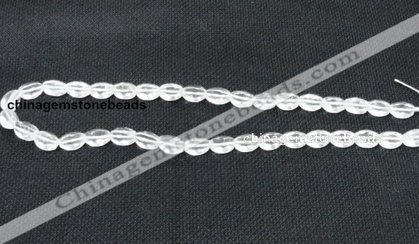 CCC261 15.5 inches 8*10mm faceted rice grade A natural white crystal beads