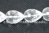 CCC263 15*20mm faceted teardrop grade A natural white crystal beads