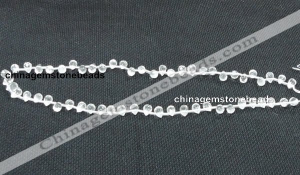 CCC264 5*7mm faceted teardrop grade A natural white crystal beads