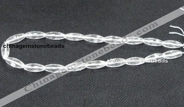 CCC267 8*20mm faceted rice grade A natural white crystal beads