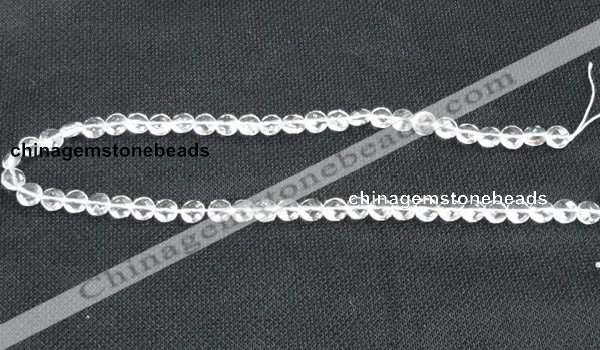 CCC271 15 inches 8mm faceted coin grade A natural white crystal beads