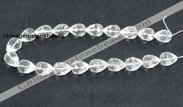 CCC273 7*10mm faceted teardrop grade A natural white crystal beads