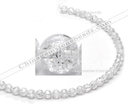 CCC39 15.5 inches 4mm round crackle white crystal beads Wholesale