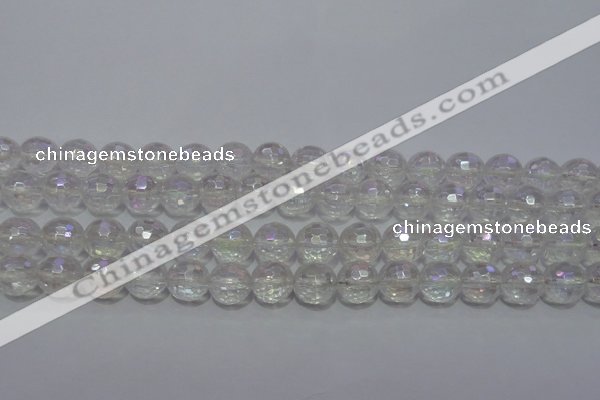 CCC411 15.5 inches 6mm faceted round AB-color white crystal beads