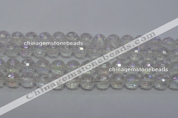 CCC413 15.5 inches 10mm faceted round AB-color white crystal beads