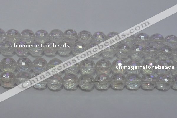 CCC414 15.5 inches 12mm faceted round AB-color white crystal beads