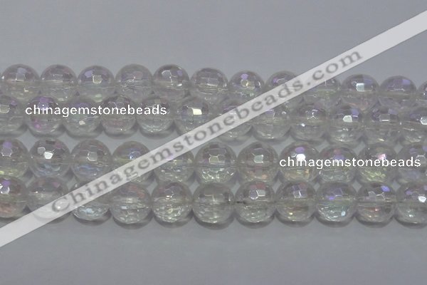 CCC415 15.5 inches 14mm faceted round AB-color white crystal beads