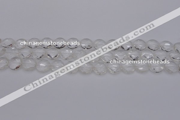 CCC502 15.5 inches 8mm faceted coin natural white crystal beads