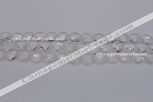 CCC503 15.5 inches 10mm faceted coin natural white crystal beads