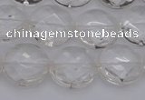 CCC504 15.5 inches 12mm faceted coin natural white crystal beads