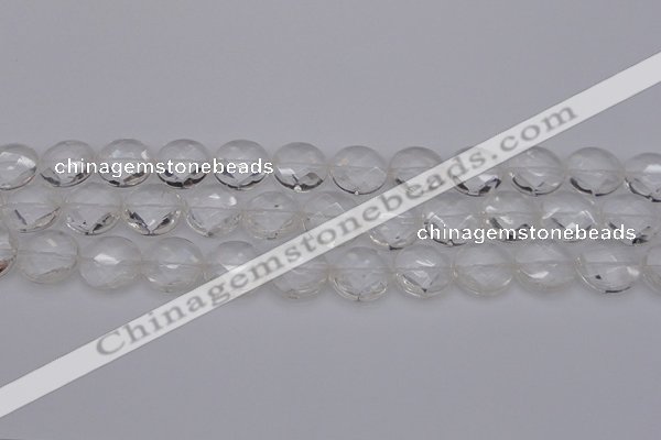 CCC506 15.5 inches 16mm faceted coin natural white crystal beads