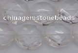 CCC507 15.5 inches 18mm faceted coin natural white crystal beads