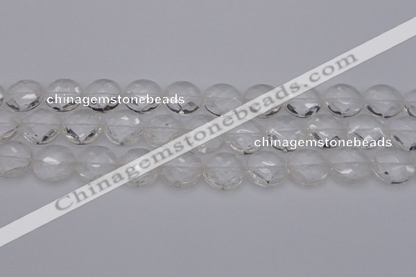 CCC508 15.5 inches 20mm faceted coin natural white crystal beads