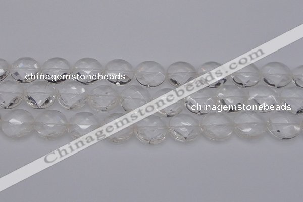 CCC509 15.5 inches 22mm faceted coin natural white crystal beads