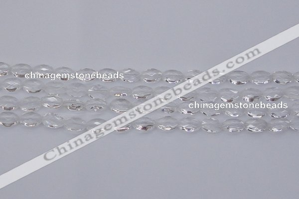 CCC513 15.5 inches 10*14mm faceted oval natural white crystal beads