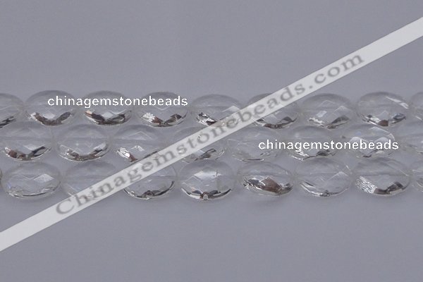 CCC518 15.5 inches 20*30mm faceted oval natural white crystal beads