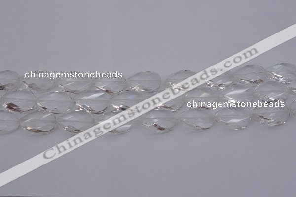 CCC520 15.5 inches 15*20mm twisted & faceted oval white crystal beads