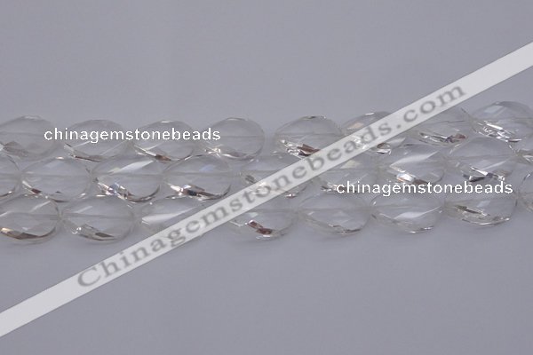 CCC521 15.5 inches 18*25mm twisted & faceted oval white crystal beads