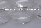 CCC522 15.5 inches 20*30mm twisted & faceted oval white crystal beads