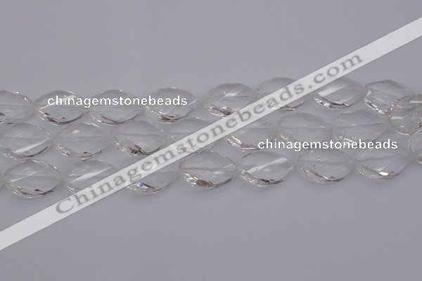 CCC526 15.5 inches 18*25mm twisted & faceted teardrop white crystal beads