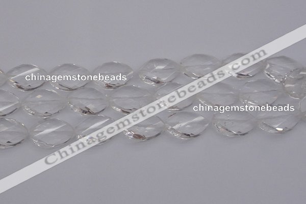 CCC527 15.5 inches 20*30mm twisted & faceted teardrop white crystal beads